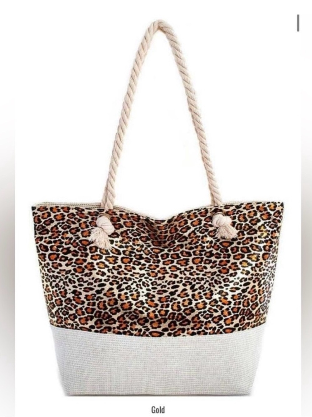 August Sale-Leopard Print Tote Bag with Rope Handles